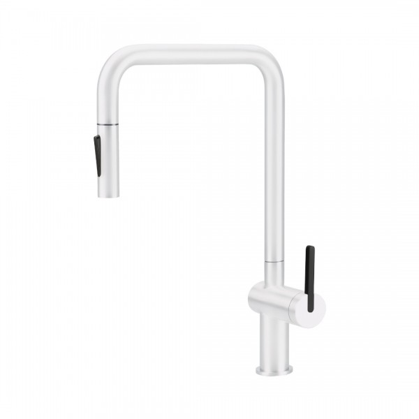 Deante Momi bateria kuchenna z wyciąganą wylewką biała BKM_A73N