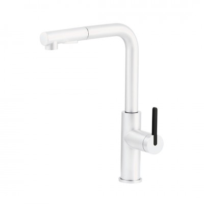 Deante Momi bateria kuchenna stojąca z wyciąganą wylewką biała BKM_A73M