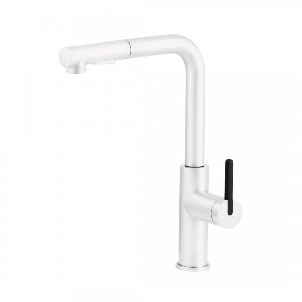 Deante Momi bateria kuchenna stojąca z wyciąganą wylewką biała BKM_A73M