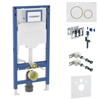 Geberit Duofix DuoFresh stelaż podtynkowy 5w1 kompletny gotowy do montażu przycisk Sigma20 biały/pozłacany 46409