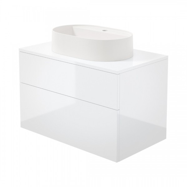 Deante Prizma umywalka z szafką 80 cm wiszącą biały połysk SD6B8SAU6B