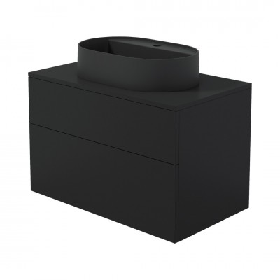 Deante Prizma umywalka z szafką 80 cm wiszącą czarny mat SDNB8SNU6B