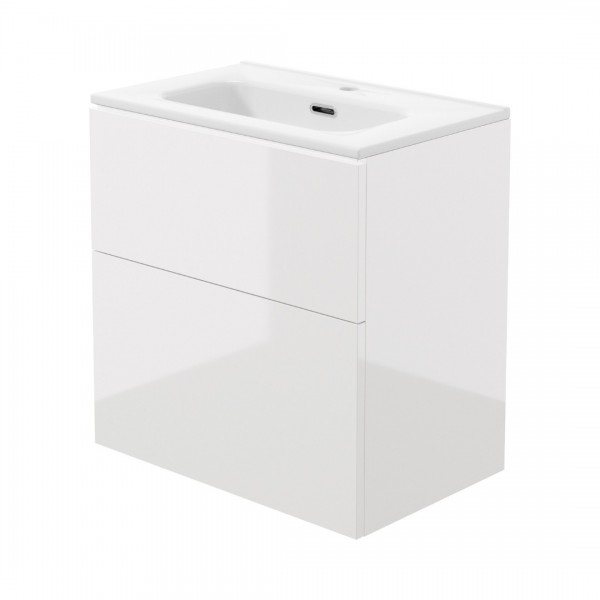 Deante Prizma umywalka z szafką 60 cm wiszącą biały połysk ST6U6U6U6M