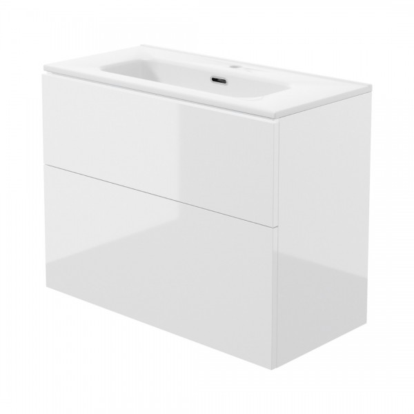 Deante Prizma umywalka z szafką 80 cm wiszącą biały połysk ST6U8U6U8M