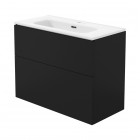 Deante Prizma umywalka z szafką 80 cm wiszącą czarny mat STNU8U6U8M