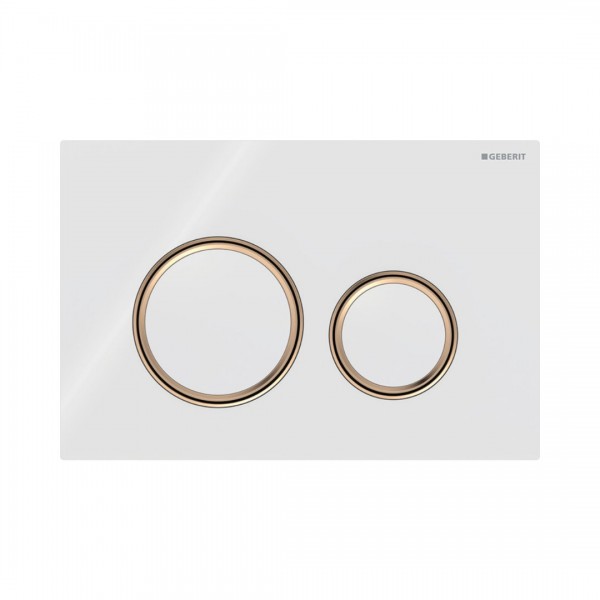 Geberit Sigma 21 przycisk spłukujący szkło białe/czerwone złoto 115650SI1