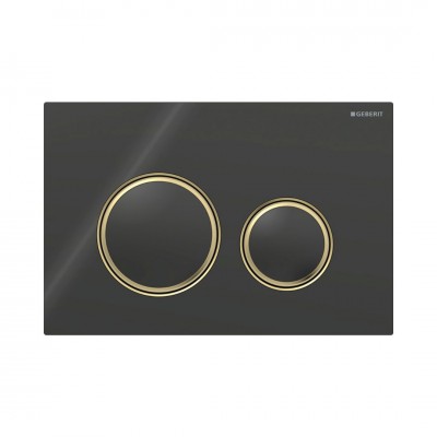 Geberit Sigma 21 przycisk spłukujący szkło czarne/mosiądz 115652SJ1