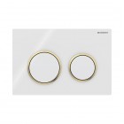 Geberit Omega 20 przycisk spłukujący biały/pozłacany/biały 115085KK1
