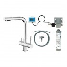 Deante Aster bateria kuchenna stojąca z wyciąganą wylewką z zestawem do filtracji wody chrom BCHF065M