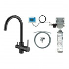 Deante Aster bateria kuchenna stojąca z wyciąganą wylewką z zestawem do filtracji wody czarny mat BCHFN64M