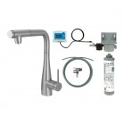 Deante Eridan bateria kuchenna stojąca z wyciąganą wylewką z zestawem do filtracji wody stal szczotkowana BREFF75M