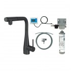 Deante Eridan bateria kuchenna stojąca z wyciąganą wylewką z zestawem do filtracji wody czarny mat BREFN75M