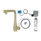 Deante Eridan bateria kuchenna stojąca z wyciąganą wylewką z zestawem do filtracji wody złoty szczotkowany BREFR75M