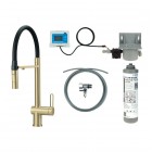 Deante Magnetic bateria kuchenna stojąca z wyciąganą wylewką z zestawem do filtracji wody złoty szczotkowany BRMFR75M