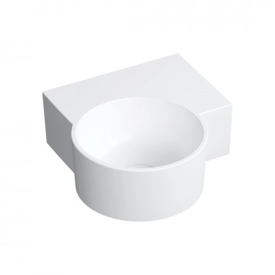 Omnires Ovo M+ umywalka wisząca/nablatowa 33x34 cm prawa biały mat OVO335UWPBM