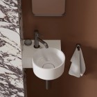 Omnires Ovo M+ umywalka ścienna-nablatowa 33x34 cm lewa biały połysk OVO335UWLBP