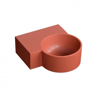 Omnires Ovo M+ umywalka ścienna-nablatowa 33x34 cm lewa terakota mat OVO335UWLTE