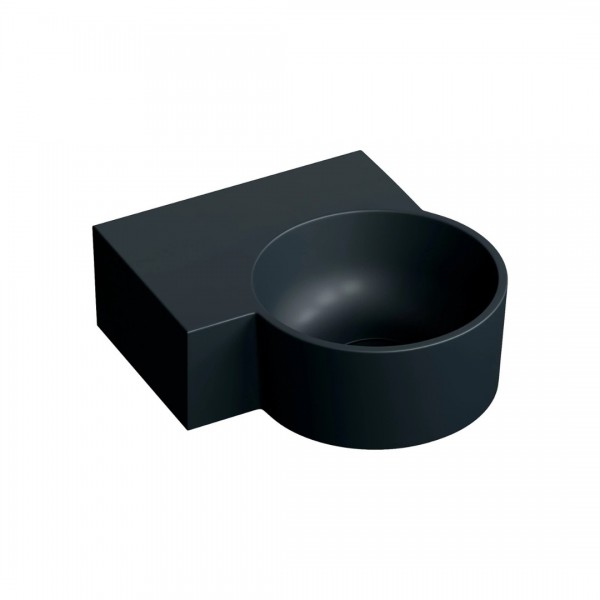 Omnires Ovo M+ umywalka ścienna-nablatowa 33x34 cm lewa czarny lava OVO335UWLBLV