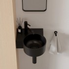 Omnires Ovo M+ umywalka ścienna-nablatowa 33x34 cm lewa czarny lava OVO335UWLBLV