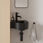 Omnires Ovo M+ umywalka ścienna-nablatowa 33x34 cm lewa czarny lava OVO335UWLBLV