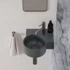 Omnires Ovo M+ umywalka ścienna-nablatowa 33x34 cm prawa szara OVO335UWPAG