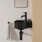 Omnires Ovo M+ umywalka ścienna-nablatowa 33x34 cm prawa czarny lava OVO335UWPBLV