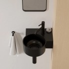 Omnires Ovo M+ umywalka ścienna-nablatowa 33x34 cm prawa czarny lava OVO335UWPBLV