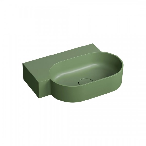 Omnires Ovo M+ umywalka ścienna-nablatowa 55x38 cm lewa zielony mat OVO555UWLOL