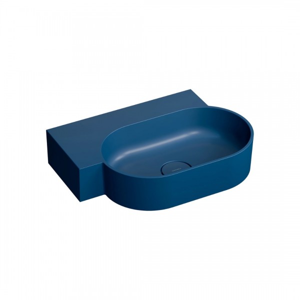 Omnires Ovo M+ umywalka ścienna-nablatowa 55x38 cm lewa granatowy mat OVO555UWLMB