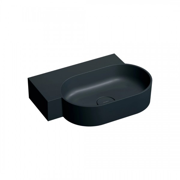 Omnires Ovo M+ umywalka ścienna-nablatowa 55x38 cm lewa czarny lava mat OVO555UWLBLV
