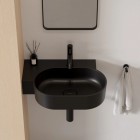 Omnires Ovo M+ umywalka ścienna-nablatowa 55x38 cm lewa czarny lava mat OVO555UWLBLV