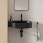 Omnires Ovo M+ umywalka ścienna-nablatowa 55x38 cm lewa czarny lava mat OVO555UWLBLV
