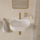 Omnires Ovo M+ umywalka ścienna-nablatowa 55x38 cm prawa biały mat OVO555UWPBM