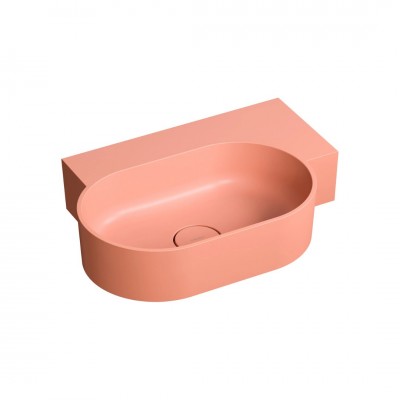 Omnires Ovo M+ umywalka ścienna-nablatowa 55x38 cm prawa różowy mat OVO555UWPCO