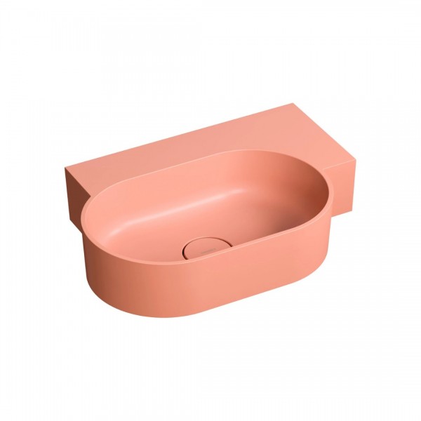Omnires Ovo M+ umywalka ścienna-nablatowa 55x38 cm prawa różowy mat OVO555UWPCO