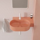 Omnires Ovo M+ umywalka ścienna-nablatowa 55x38 cm prawa różowy mat OVO555UWPCO