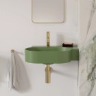 Omnires Ovo M+ umywalka ścienna-nablatowa 55x38 cm prawa zielony mat OVO555UWPOL