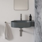 Omnires Ovo M+ umywalka ścienna-nablatowa 55x38 cm prawa szary mat OVO555UWPAG