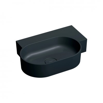 Omnires Ovo M+ umywalka ścienna-nablatowa 55x38 cm prawa czarny lava mat OVO555UWPBLV
