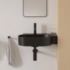 Omnires Ovo M+ umywalka ścienna-nablatowa 55x38 cm prawa czarny lava mat OVO555UWPBLV