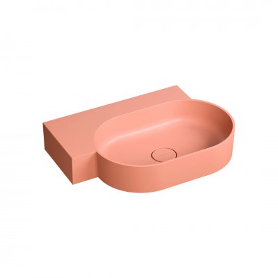 Omnires Ovo M+ umywalka ścienna-nablatowa 64x44 cm lewa różowy mat OVO645UWLCO