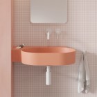 Omnires Ovo M+ umywalka ścienna-nablatowa 64x44 cm lewa różowy mat OVO645UWLCO