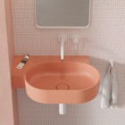 Omnires Ovo M+ umywalka ścienna-nablatowa 64x44 cm lewa różowy mat OVO645UWLCO