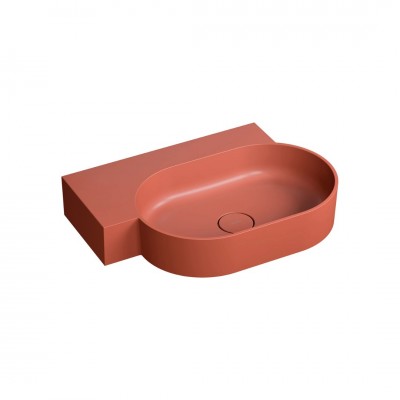 Omnires Ovo M+ umywalka ścienna-nablatowa 64x44 cm lewa terakota mat OVO645UWLTE