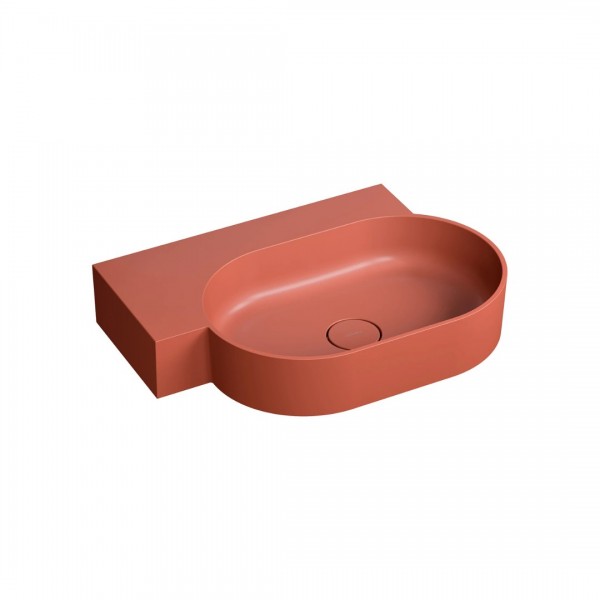 Omnires Ovo M+ umywalka ścienna-nablatowa 64x44 cm lewa terakota mat OVO645UWLTE