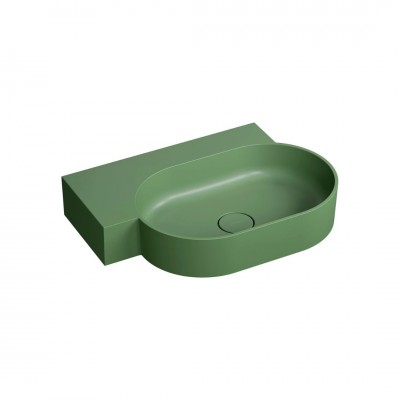 Omnires Ovo M+ umywalka ścienna-nablatowa 64x44 cm lewa zielony mat OVO645UWLOL