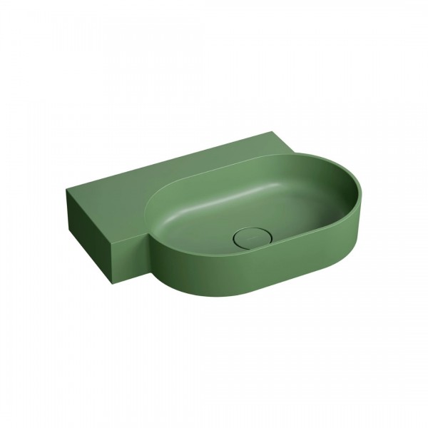 Omnires Ovo M+ umywalka ścienna-nablatowa 64x44 cm lewa zielony mat OVO645UWLOL