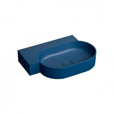 Omnires Ovo M+ umywalka ścienna-nablatowa 64x44 cm lewa granatowy mat OVO645UWLMB