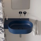 Omnires Ovo M+ umywalka ścienna-nablatowa 64x44 cm lewa granatowy mat OVO645UWLMB