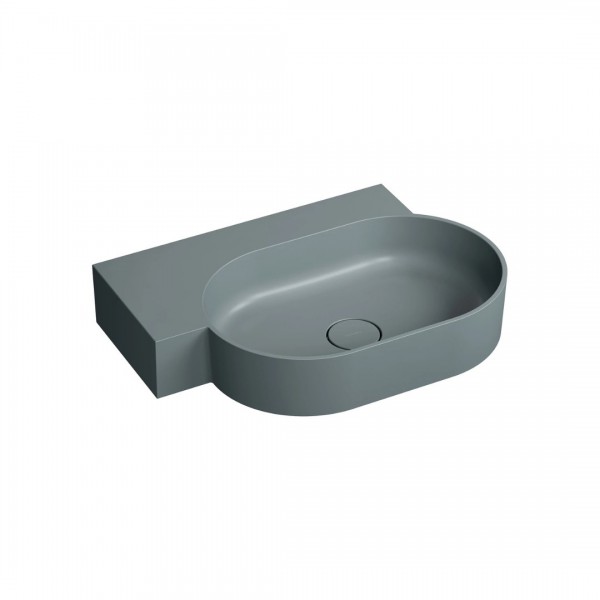 Omnires Ovo M+ umywalka ścienna-nablatowa 64x44 cm lewa szary mat OVO645UWLAG